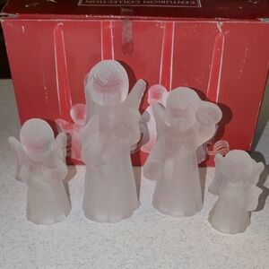 Frosted Glass Angel Figurines Set